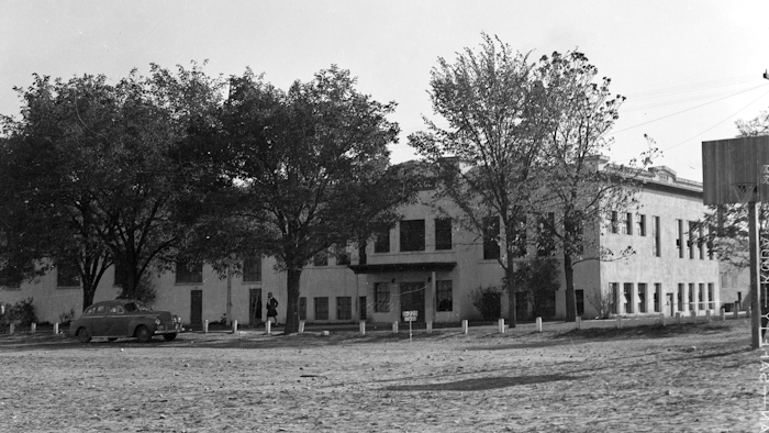 The towns of Hanford and White Bluffs were evacuated to make room for the Hanford Nuclear Reservation, which made the plutonium for the atomic bomb dropped on Nagasaki, Japan, and the ruins of the high school and other buildings are now part of the nation's newest national park, called the Manhattan Project National Historic Park. (Courtesy of the U.S. Department of Energy via AP)