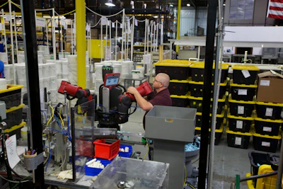 Collaborative robots like Baxter from Rethink Robotics are already working in a number of American factories. Image credit: Rethink Robotics