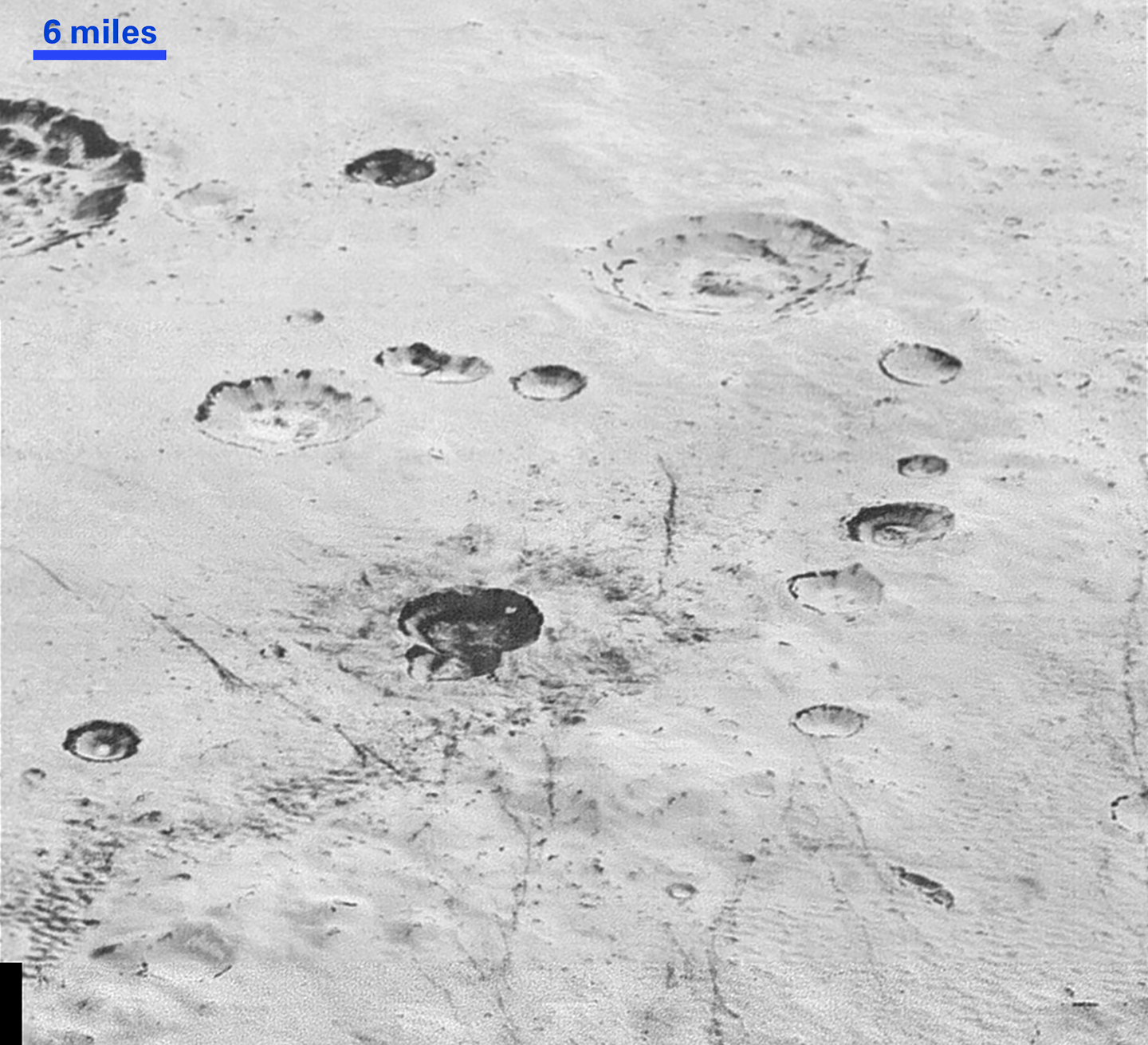 Impact craters on Pluto's surface. (Image credit: NASA/JHUAPL/SwRI)