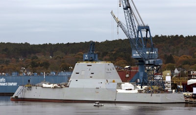 The Navy's stealthy Zumwalt destroyer was built at Bath Iron Works, in Bath, Maine. (AP Photo/Robert F. Bukaty, file)