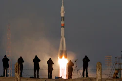 The Soyuz-FG rocket booster with Soyuz TMA-19M space ship carrying a new crew to the International Space Station, ISS, blasts off at the Russian leased Baikonur cosmodrome, Kazakhstan, Tuesday, Dec. 15, 2015. The Russian rocket carries British astronaut Tim Peake, Russian cosmonaut Yuri Malenchenko and U.S. astronaut Tim Kopra. (AP Photo/Dmitry Lovetsky)