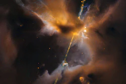 This celestial lightsaber does not lie in a galaxy far, far away, but rather inside our home galaxy, the Milky Way. (NASA/ESA)