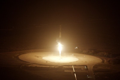The Falcon 9 touching ground. (Image credit: SpaceX)