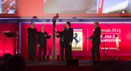Ferrari made its debut on the Italian Stock Exchange Monday following a listing ceremony in Milan. (Image credit: Ferrari)