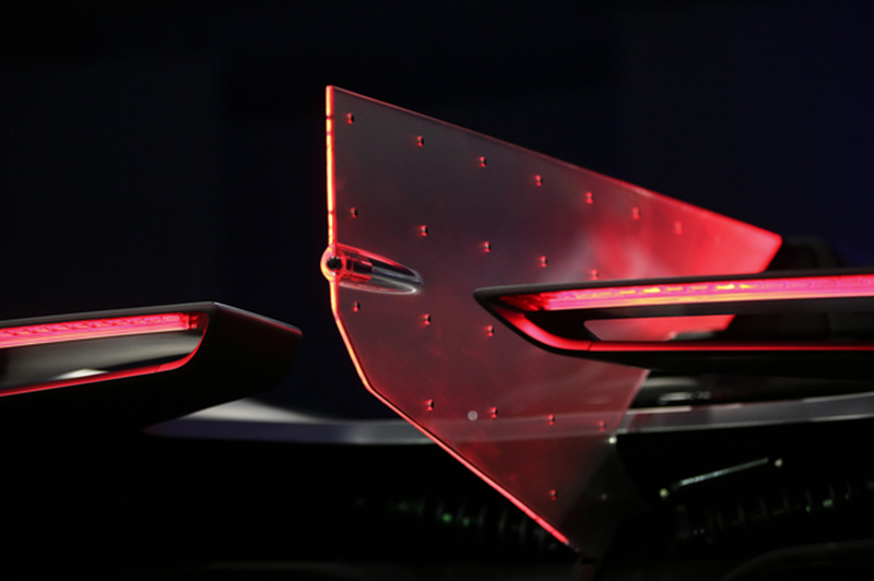 The taillights of the FFZero1 by Faraday Future. (AP Photo/Gregory Bull)
