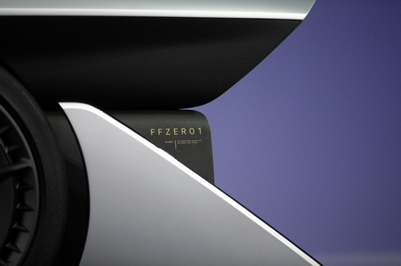 A rear section of the FFZero1 by Faraday Future. (AP Photo/Gregory Bull)