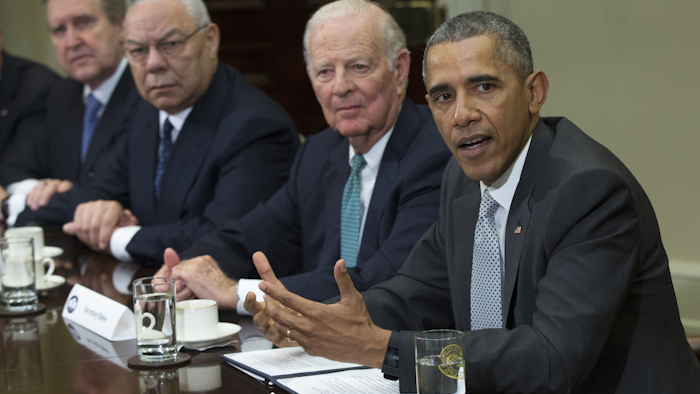 President Barack Obama speaks during a meeting with national security leaders to discuss the Trans-Pacific Partnership trade agreement, in the Roosevelt Room of the White House in Washington. (AP Photo/Evan Vucci, File)