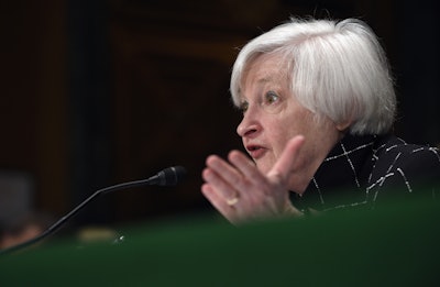 Federal Reserve Board Chair Janet Yellen testifies on Capitol Hill in Washington, Thursday, Feb. 11, 2016, before the Senate Banking Committee hearing on: 'The Semiannual Monetary Policy Report to the Congress.' (AP Photo/Susan Walsh)