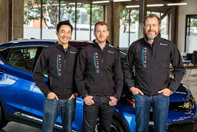 General Motors President Dan Ammann (right) with Cruise Automation co-founders Kyle Vogt (center) and Daniel Kan (left). (Image credit: GM)