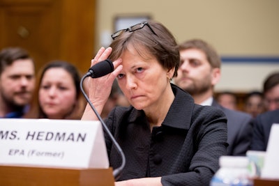 Former State EPA administrator Susan Hedman appears to testify before the House Oversight and Government Reform Committee, in Washington, Tuesday, March 15, 2016. (AP Photo/Andrew Harnik)