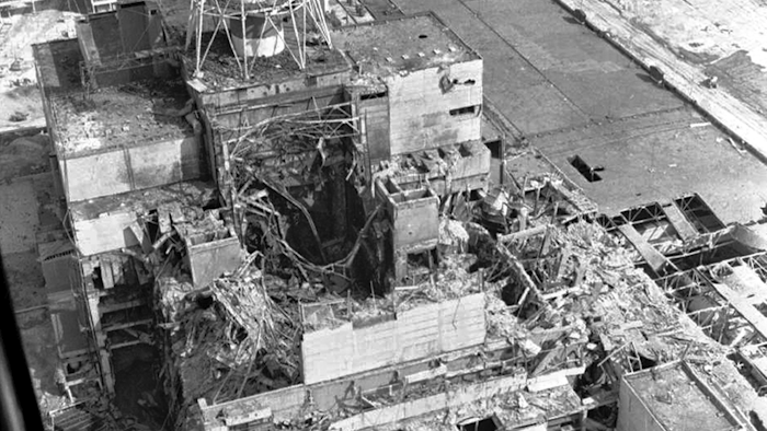 An aerial view of the No. 4 reactor at Chernobyl after the meltdown. (AP Photo/Volodymyr Repik, File)