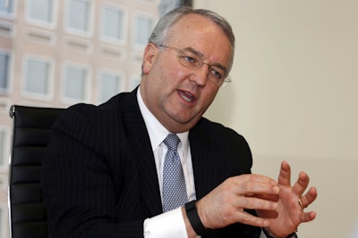 Jack Gerard, president and chief executive officer of the trade group American Petroleum Institute, responds to questions during an interview Thursday, March 31, 2016, in Denver. (AP Photo/David Zalubowski)