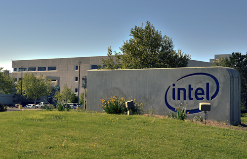 A sign outside of Intel's Rio Rancho plant is shown in this Monday, April 25, 2016, photo, a week after Intel announced plans for massive job cuts across the company creating uncertainty in one of New Mexico's largest cities. The giant chipmaker is expected to unveil details this week that could determine the future of the company's plant north of Albuquerque. (AP Photo/Russell Contreras)
