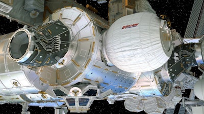 A rendering of what BEAM will look like mounted to the ISS. (Image credit: Bigelow Aerospace)