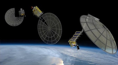 Concept art for the Made in Space printers producing reflectors for satellites. (Image credit: Made in Space)
