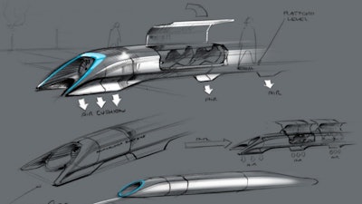 Elon Musk's plans for a proposed Hyperloop. Musk is not associated with Hyperloop Transportation Technologies. (Image credit: Tesla Motors)