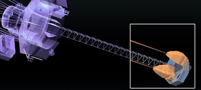 The Extensible Optical bench, which extended the satellite to its full length, was one of the parts JAXA flagged as likely to come apart during high-speed rotation. (Image credit: JAXA)