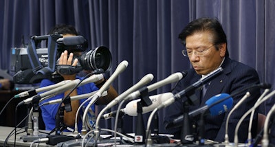 Mitsubishi Motors Corp. President Tetsuro Aikawa speaks during a press conference in Tokyo, Wednesday, May 18, 2016. (AP Photo/Shizuo Kambayashi)