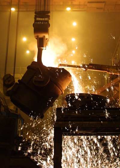 Steelmaking in the basic oxygen shop at Edgar Thomson Plant (photo courtesy of U.S. Steel)