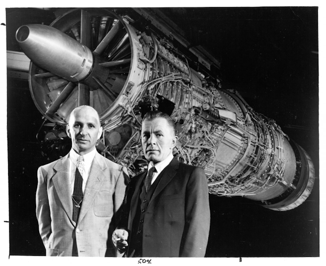 Gerhard Neumann (left) and Neil Burgess developed the J79 engine, GE’s first supersonic jet engine that could travel as fast as twice the speed of sound. (Image credit: GE Aviation)
