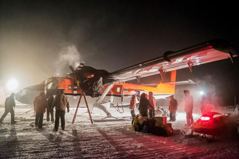 Once the sick patient and the crew rest, they will then fly off Antarctica for medical attention that could not be provided on the remote continent. (Robert Schwarz/NSF via AP)