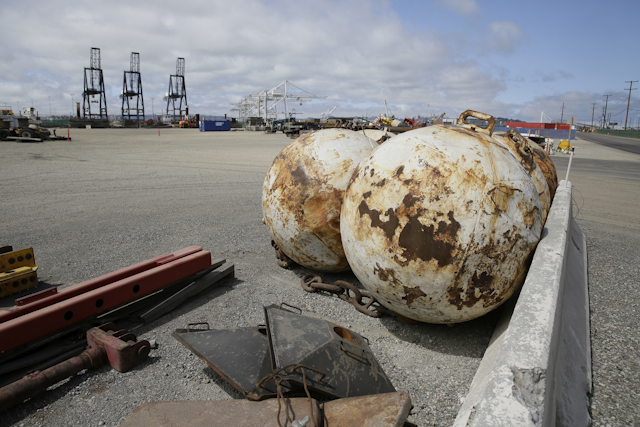 The terminal is in West Oakland, a historically black neighborhood that's among the poorest and most polluted in the region. (AP Photo/Eric Risberg, File)