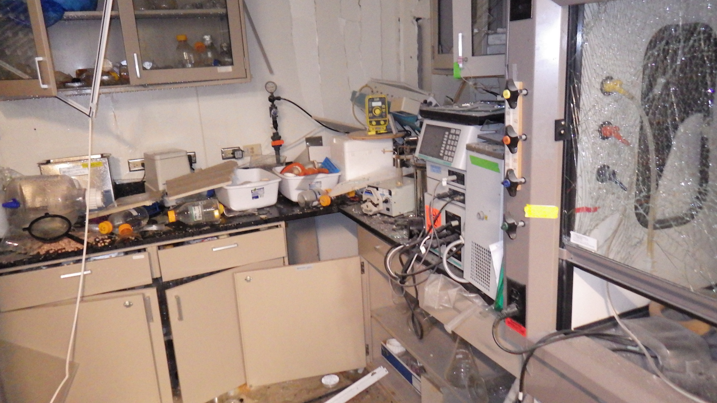 Damage inside the lab after the explosion. Credit: Honolulu Fire Department