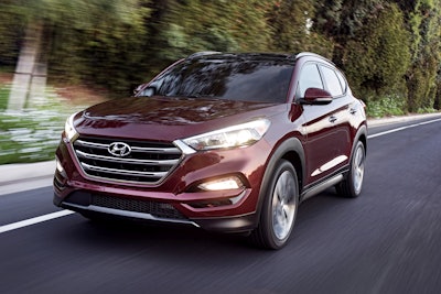 This photo provided by Hyundai Motor America shows the 2016 Hyundai Tucson. Small SUVs did poorly in new headlight tests performed by the insurance industry. The Insurance Institute for Highway Safety says none of the 21 small SUVs tested earned its highest ranking. The Ford Escape, Honda CR-V, Hyundai Tucson and Mazda CX-3 performed best, but more than half the SUVs tested received the lowest ranking, including the Subaru Forester and the Audi Q3.(Morgan Segal/Hyundai Motor America via AP)