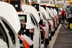 In this April 6, 2016, photo, an assembly line of new 2016 Altimas await backseat installations at the Nissan Canton Vehicle Assembly Plant in Canton, Miss. On Friday, July 15, 2016, the Federal Reserve reports on U.S. industrial production for June. (AP Photo/Rogelio V. Solis)