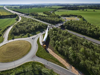 Turns were especially challenging and the team had to build its own roads to negotiate tight spots. (Image credit: LM Wind Power)