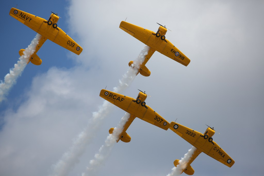 Warbirds during a flyover on Monday. (Photo: GE Reports)