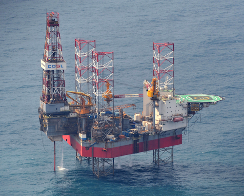 This Feb. 9, 2012 photo shows a China's oil rig operated in the East China Sea. Two state-owned companies, China General Nuclear Power Group and China National Nuclear Corp., have announced plans to develop floating nuclear reactors for use by oil rigs or island communities. If they succeed, the achievement would raise concern the reactors might be sent into harm’s way to support oil exploration in the South China Sea, where Beijing faces conflicting territorial claims by neighbors including Vietnam and the Philippines. (Kyodo News via AP)
