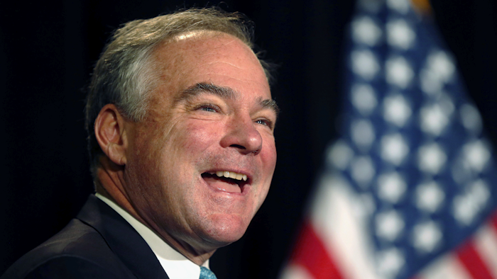 In this Thursday, Aug. 11, 2016, file photo, Democratic vice presidential candidate Sen. Tim Kaine, D-Va., speaks to the Progressive National Baptist Convention in New Orleans. Kaine is set to try and shore up labor support with a little help from his father. (AP Photo/Gerald Herbert, File)