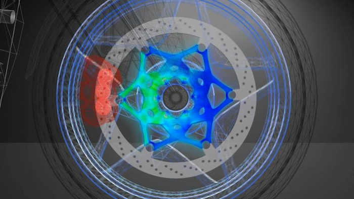 A motorcycle rotor undergoes a validation test using SIMULIA Abaqus simulation software. (Image credit: SIMULIA)