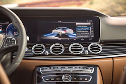 Mercedes charges $11,250 for a package of semi-autonomous features on the 2017 E-Class that also includes keyless entry, satellite radio and cabin air filtration. (Courtesy of Mercedes-Benz USA via AP)