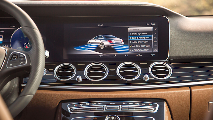 Mercedes charges $11,250 for a package of semi-autonomous features on the 2017 E-Class that also includes keyless entry, satellite radio and cabin air filtration. (Courtesy of Mercedes-Benz USA via AP)