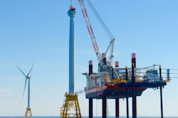The five Haliade turbines are each 330 feet tall and will generate a combined total of 30 megawatts of energy. (Image credit: Deepwater Wind)