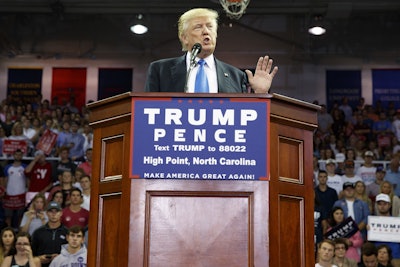 Republican presidential candidate Donald Trump speaks during a campaign rally at High Point University, Tuesday, Sept. 20, 2016, in High Point, N.C. (AP Photo/ Evan Vucci)