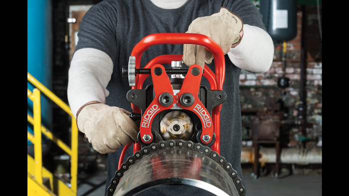 RIDGID's B-500 Pipe Beveller in action (RIDGID photo)
