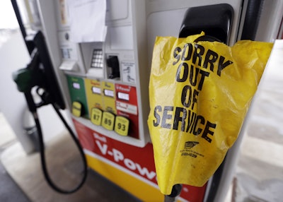 Fuel supplies in at least five states are threatened by a gasoline pipeline spill in Alabama, and the U.S. Department of Transportation has ordered the company responsible to take corrective action before the fuel starts flowing again. (AP Photo/Mark Humphrey)