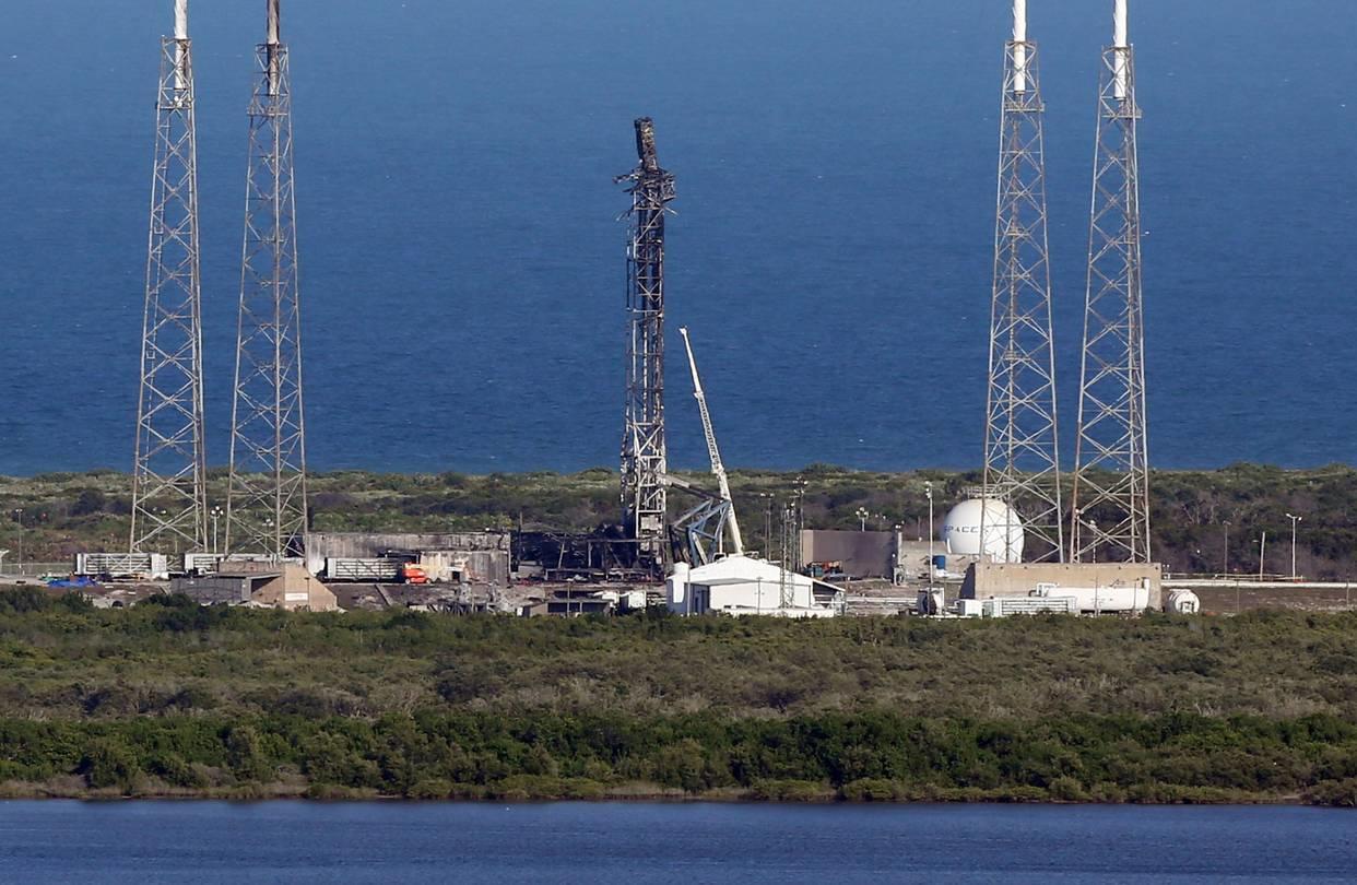 This Thursday, Sept. 8, 2016 file photo shows the damaged SpaceX launch complex 41 at Cape Canaveral Air Force Station in Florida. (Red Huber/Florida Today via AP)
