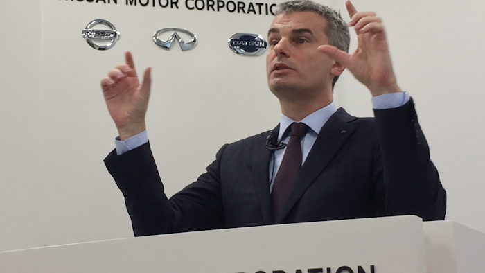 Ogi Redzic, senior vice president of the Renault-Nissan Alliance, speaks to reporters at the Nissan headquarters in Yokohama, west of Tokyo, Tuesday, Oct. 25, 2016. (Image credit: Nissan via AP)