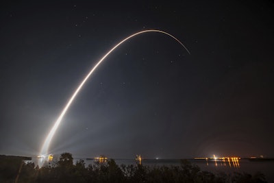 The most advanced weather satellite ever built rocketed into space Saturday night, part of an $11 billion effort to revolutionize forecasting and save lives. (United Launch Alliance via AP)