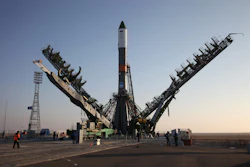 In this photo dated Tuesday, Nov, 29, 2016 the Soyuz-FG rocket booster with the Progress MS-04 cargo ship is installed on a launch pad in Baikonur, Kazakhstan. The unmanned Russian cargo space ship Progress MS-04 broke up in the atmosphere over Siberia on Thursday Dec. 1, 2016, just minutes after the launch en route to the International Space Station due to an unspecified malfunction, the Russian space agency said.(Oleg Urusov/ Roscosmos Space Agency Press Service photo via AP)