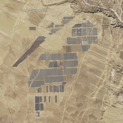 An aerial shot of the Dam Solar Park taken on January 5, 2017. (Image credit: NASA)