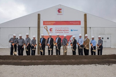 Chemours executives and local officials break ground on the new Opteon refrigerants facility located at the Chemours Corpus Christi plant in Ingleside, TX. The facility will triple capacity of Chemours low global warming potential (GWP), HFO-1234yf-based refrigerant products.