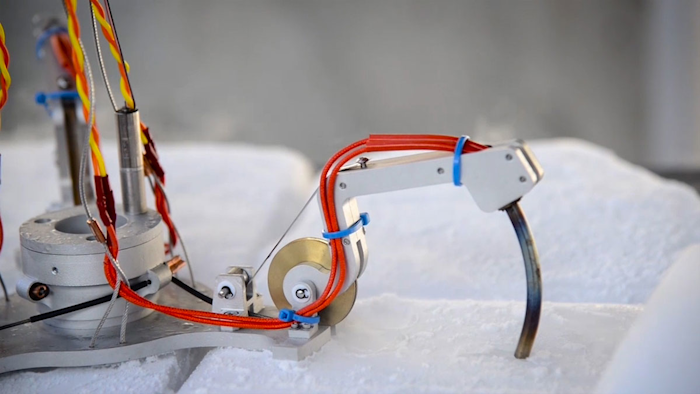 A robotic claw, one of several innovative tools developed at JPL for exploring icy, ocean worlds like Europa. (Image Credit: NASA/JPL-Caltech)