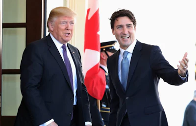 Trump and Trudeau at the White House in February (AP photo)