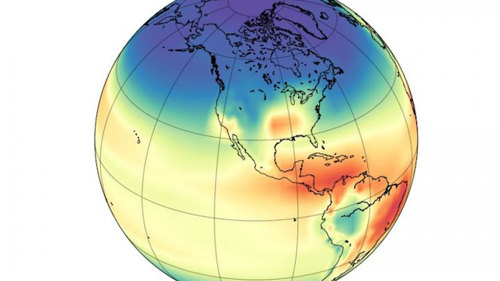 This is a model simulation of the hydroxyl radical concentration in the atmosphere. Angharad Stell, University of Bristol.