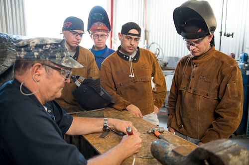 Workshops for Warriors Welding Instructor Derek Beecher is a fellow Veteran with 30 years serving with the United States Navy. He specialized in welding nuclear and non-nuclear piping systems and structural components on board submarines and surface ships. (WFW photo)